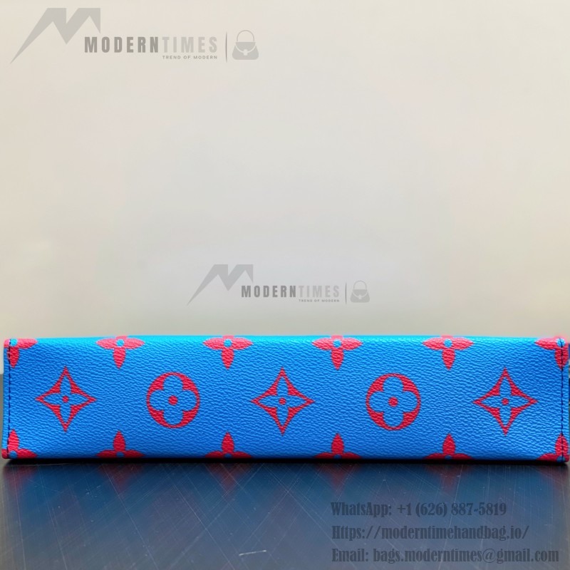 Louis Vuitton Pochette Voyage Blue M14692 Monogram Glow Coated Canvas Clutch Bag