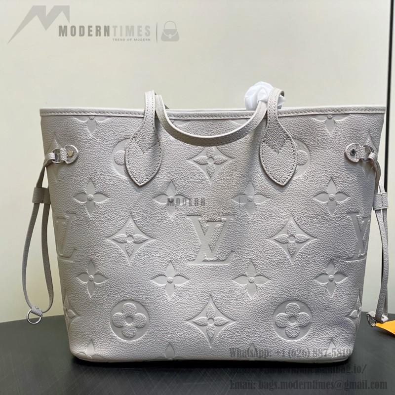 Louis Vuitton Neverfull MM M13758 Lilac Purple Monogram Empreinte Tote Bag