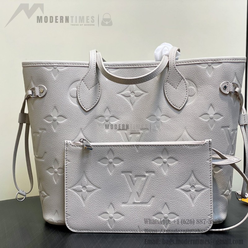 Louis Vuitton Neverfull MM M13758 Lilac Purple Monogram Empreinte Tote Bag