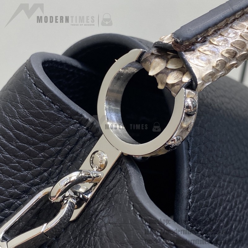 Louis Vuitton Capucines Mini N85513 Black Python Leather Handbag