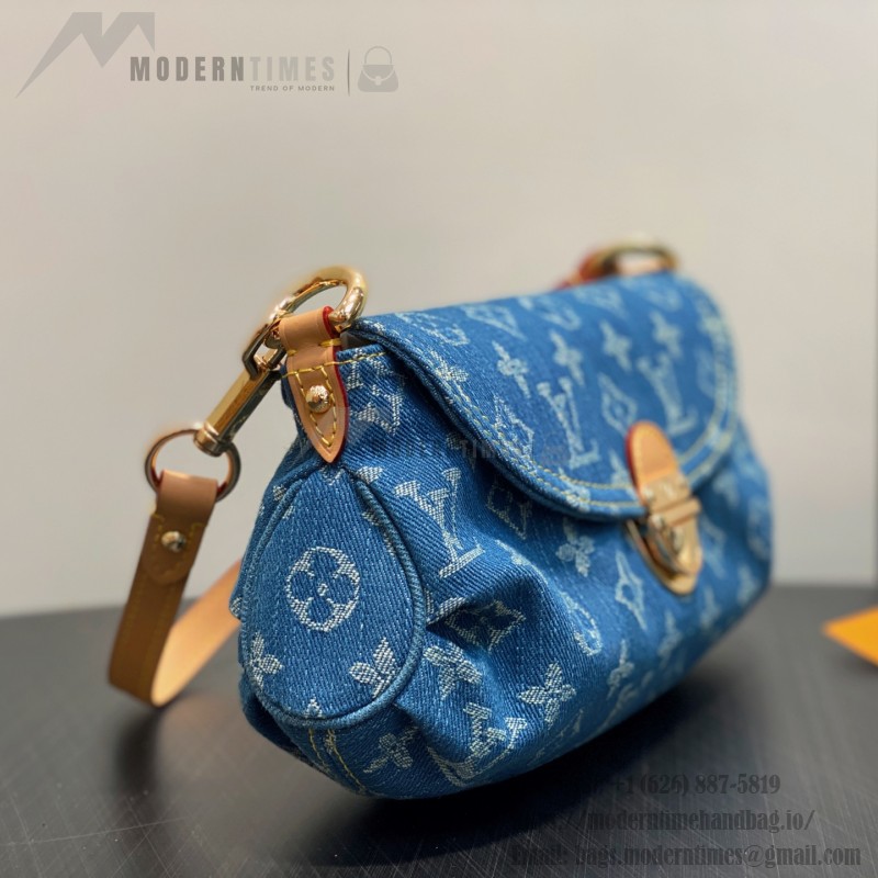 Louis Vuitton M95216 Pink Purple & Denim Blue Vintage Denim Baguette Bag