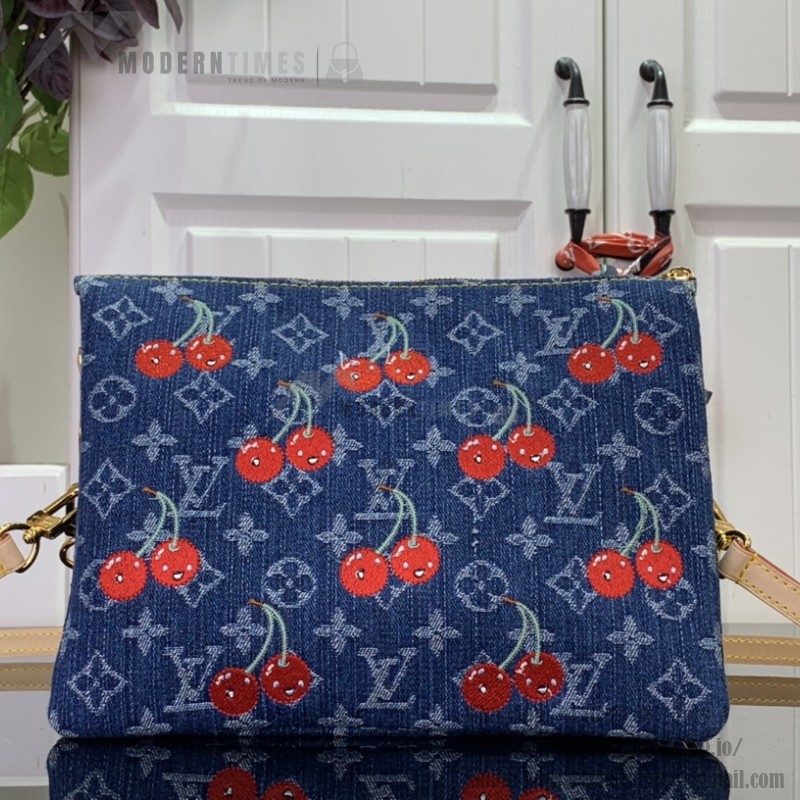 Louis Vuitton x Takashi Murakami Coussin PM M14978 Denim Cherry Handbag