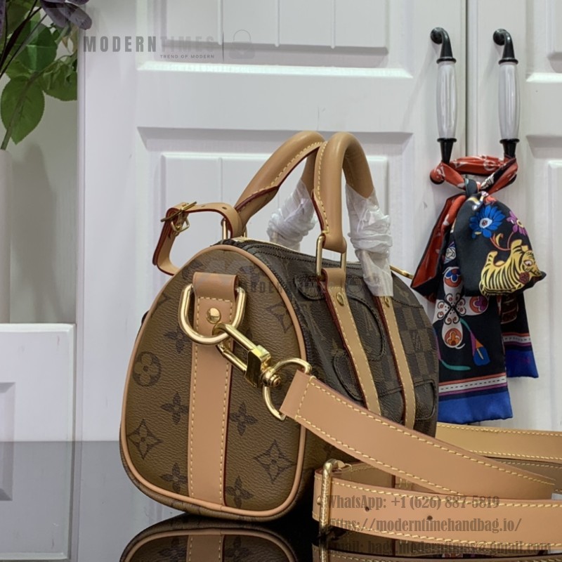 Louis Vuitton Keepall Bandoulière 25 M15428 Nigo Monogram & Damier Patchwork Canvas Bag