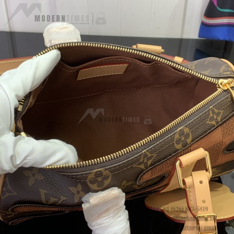 Louis Vuitton Keepall Bandoulière 25 M15428 Nigo Monogram & Damier Patchwork Canvas Bag