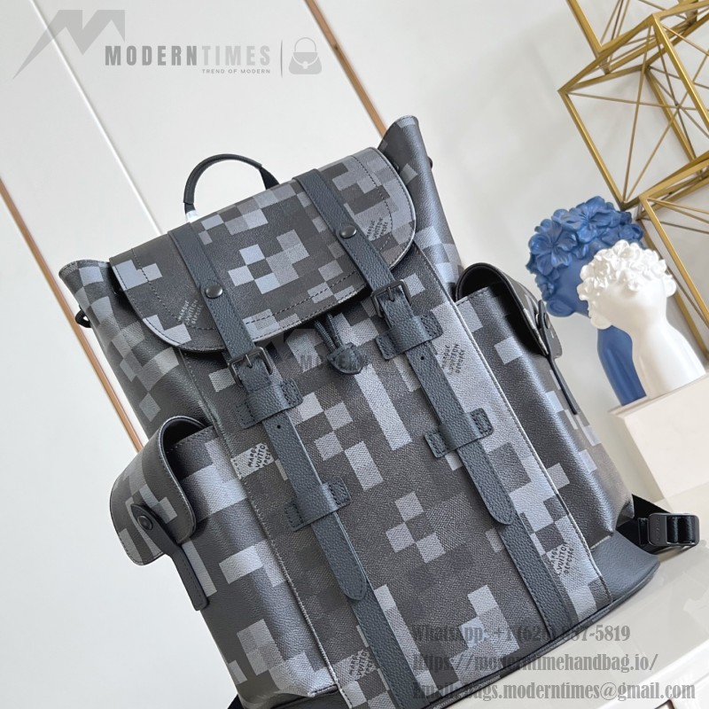 Louis Vuitton Christopher Medium Backpack Damoflage Black Canvas M14952 Replica