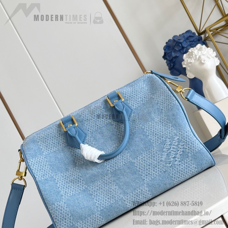 Louis Vuitton Speedy 30 Bandoulière Damier Denim 3D Canvas Handbag N00203 Replica