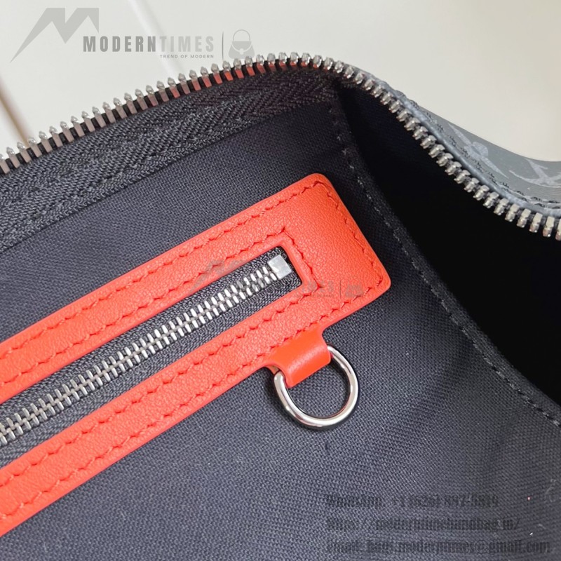 Louis Vuitton Keepall Bandoulière M15251 Monogram Eclipse with Orange Leather Replica Travel Bag
