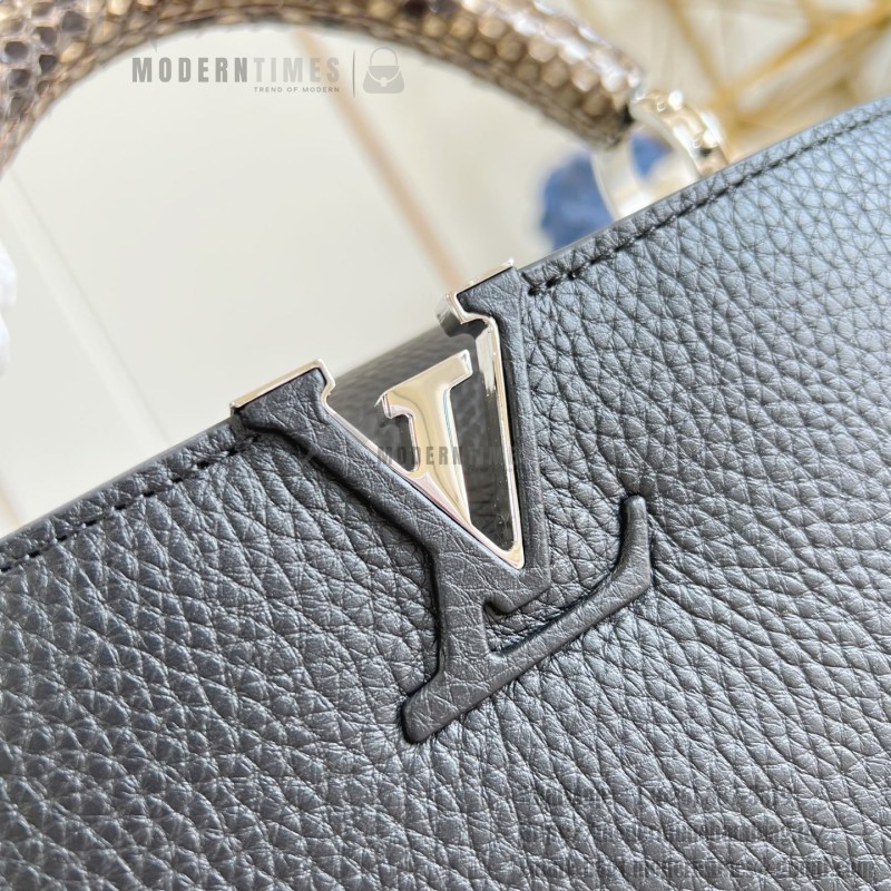 Louis Vuitton Capucines Mini Handbag M85513 Black Taurillon Leather with Python Handle