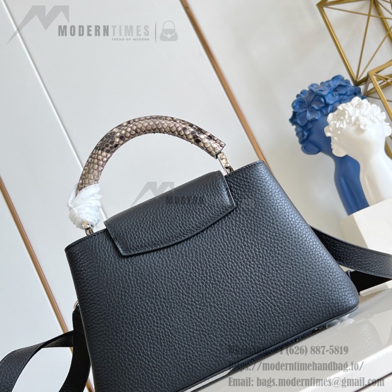Louis Vuitton Capucines Mini Handbag M85513 Black Taurillon Leather with Python Handle