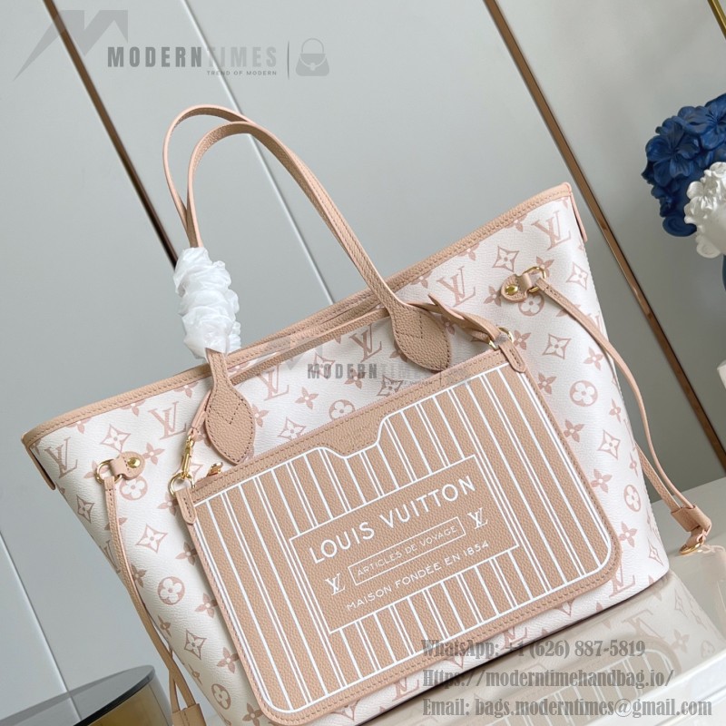 Louis Vuitton Neverfull Inside Out MM Handbag M25665 Monogram Dune & Hazelnut Leather