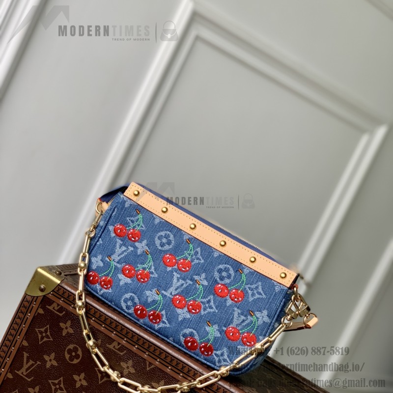 Louis Vuitton x Murakami Pochette Accessoires M13994 Cherry Monogram Denim