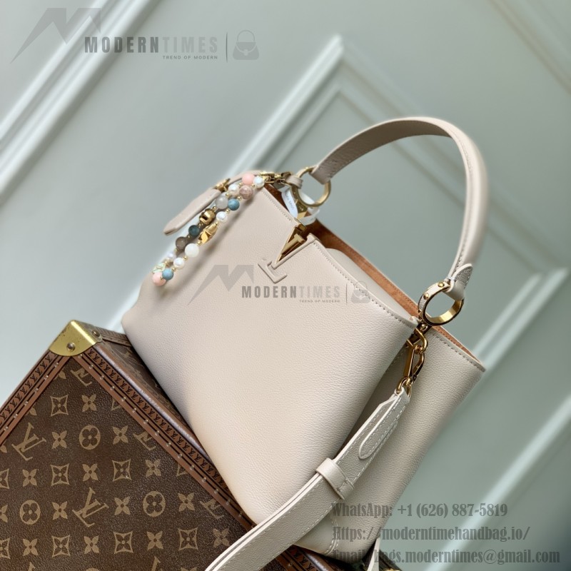 Louis Vuitton Capucines Souple M12929 Gray Medium Grained Calfskin Handbag