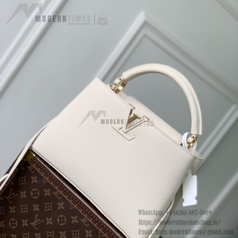 Louis Vuitton Capucines M25087 White Taurillon Leather Handbag Mini Small Medium