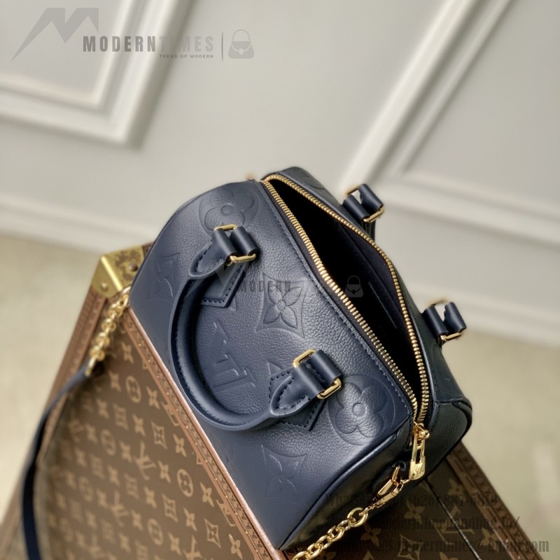 Louis Vuitton Speedy Bandoulière 20 M58953 Deep Blue Monogram Empreinte Leather Handbag