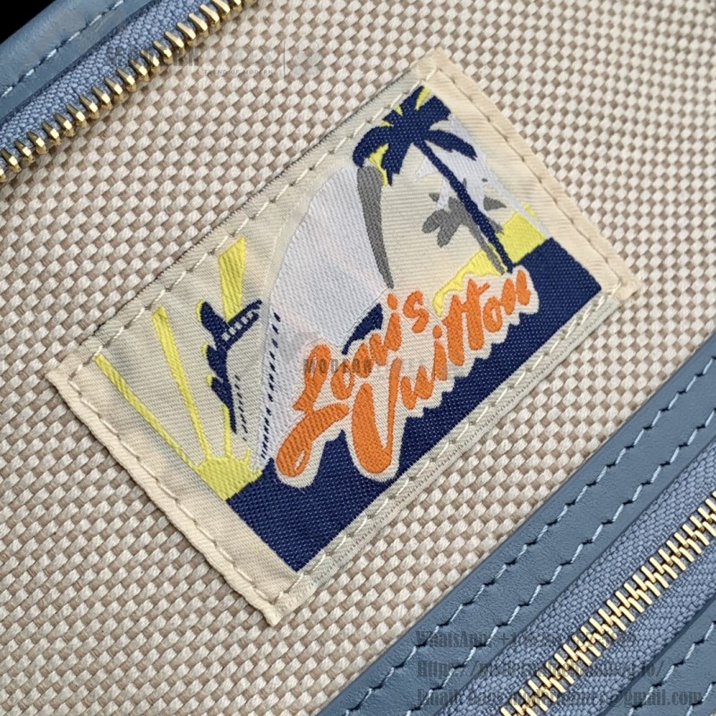 Louis Vuitton Nevereverfull Tote Bag N00198 in Damier Denim 3D Cotton Canvas with Leather Trims