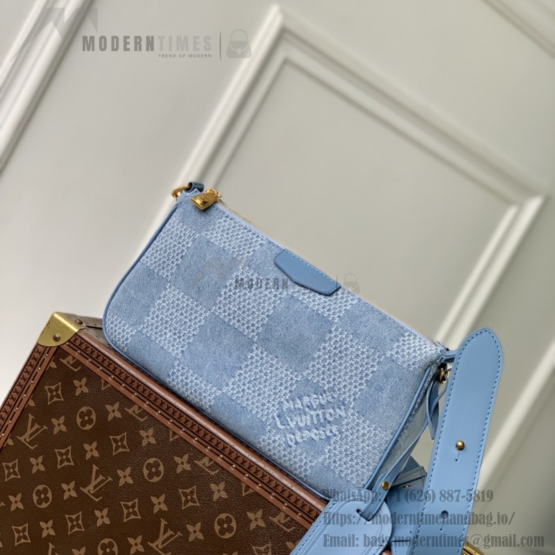 Louis Vuitton Pochette Accessoire XL N00204 Damier Denim 3D Cotton Canvas
