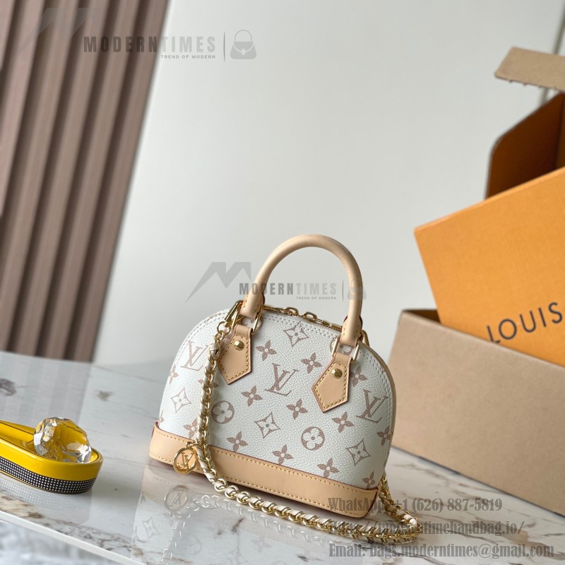 Louis Vuitton Alma Mini Handbag M25529 Monogram / M14933 Ivory White – Premium MB163c Chip