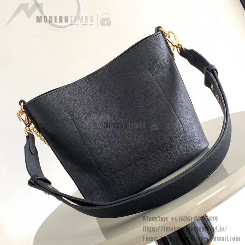 Louis Vuitton Lock and Walk Bucket Bag M24006/M24165 white black brown calfskin leather LV turn-lock gold chain