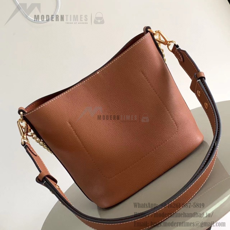 Louis Vuitton Lock and Walk Bucket Bag M24006/M24165 white black brown calfskin leather LV turn-lock gold chain