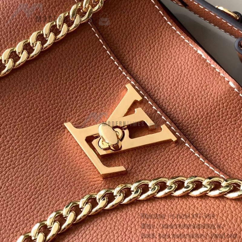 Louis Vuitton Lock and Walk Bucket Bag M24006/M24165 white black brown calfskin leather LV turn-lock gold chain