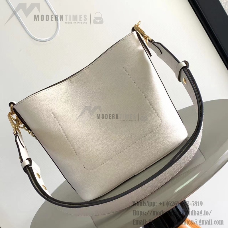 Louis Vuitton Lock and Walk Bucket Bag M24006/M24165 white black brown calfskin leather LV turn-lock gold chain