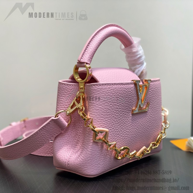 Louis Vuitton Capucines BB M14970 Black / Pink Chain Leather