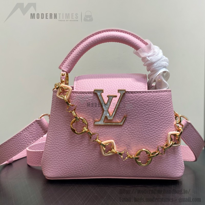 Louis Vuitton Capucines BB M14970 Black / Pink Chain Leather