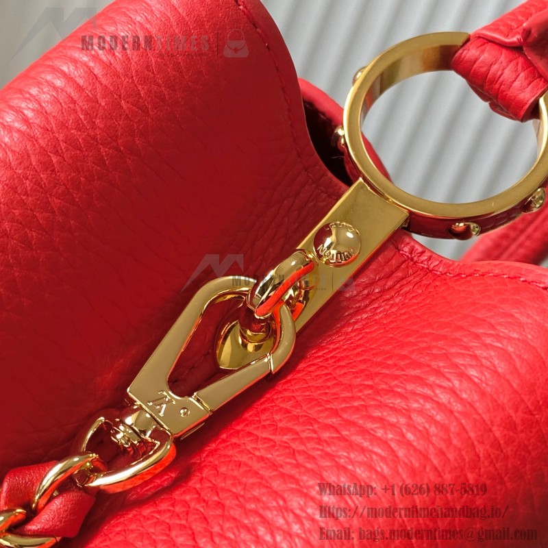 Louis Vuitton Capucines M13250 Red Cherry Patchwork Gold Chain Handbag