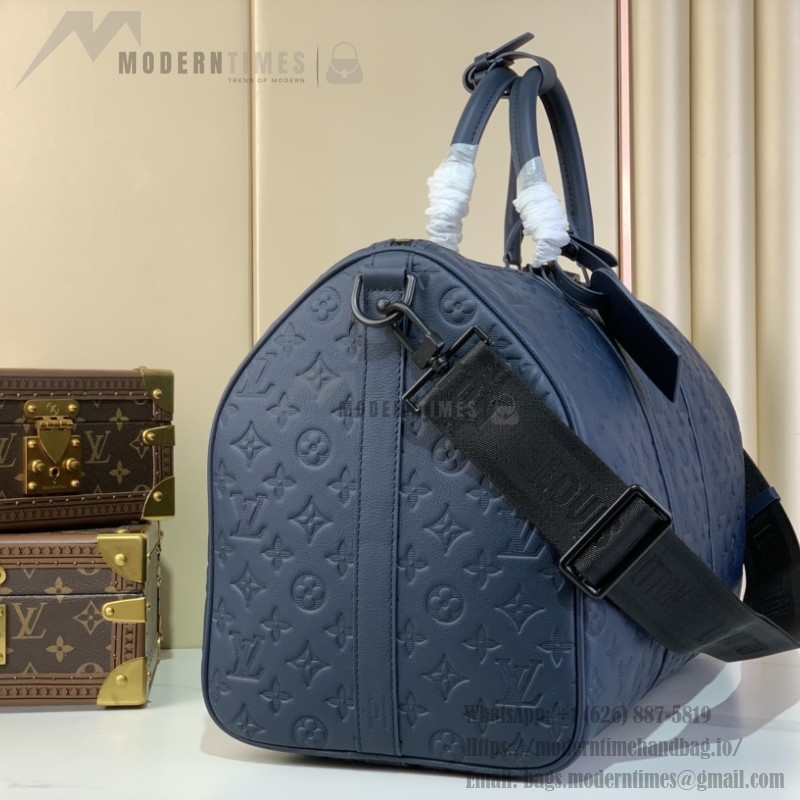 Louis Vuitton Keepall Bandoulière 50 M14840 Striped Monogram Shadow Leather