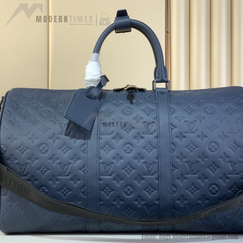 Louis Vuitton Keepall Bandoulière 50 M14840 Striped Monogram Shadow Leather