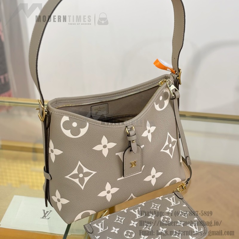 Louis Vuitton Carryall Small Handbag M47180 Gray Premium Leather