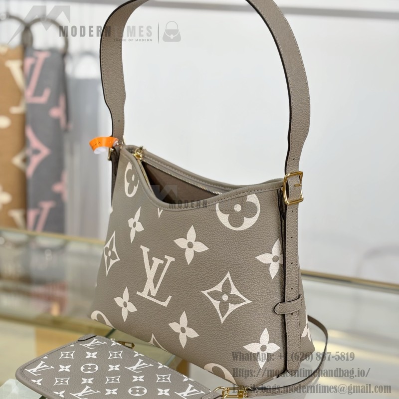 Louis Vuitton Carryall Small Handbag M47180 Gray Premium Leather