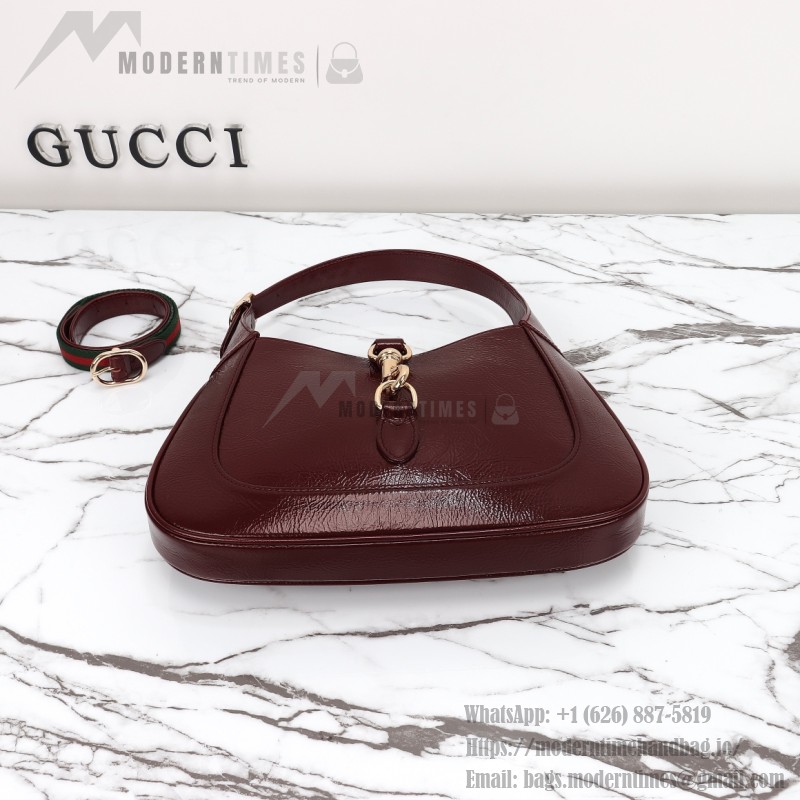 Gucci 782849 Patent Leather Shoulder Bag – Black, Burgundy, Light Green