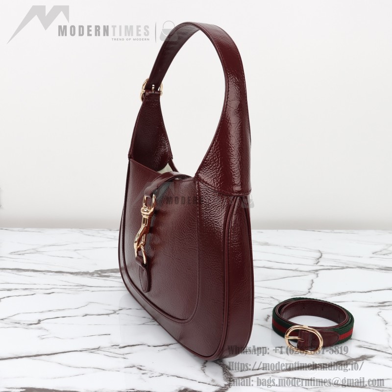 Gucci 782849 Patent Leather Shoulder Bag – Black, Burgundy, Light Green