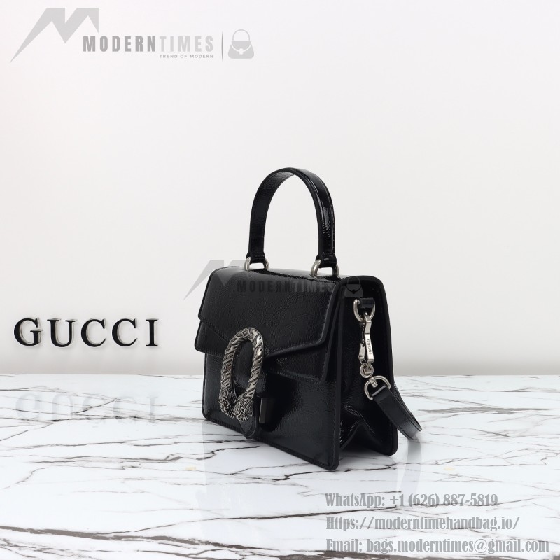 Gucci 799599 Patent Leather Shoulder Bag in Black and Off-White
