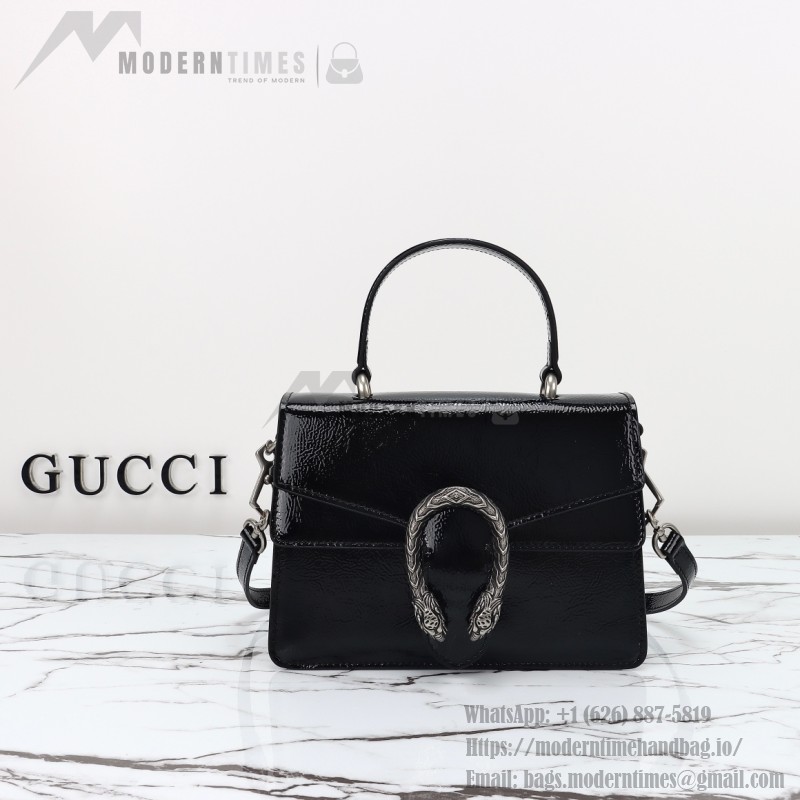 Gucci 799599 Patent Leather Shoulder Bag in Black and Off-White