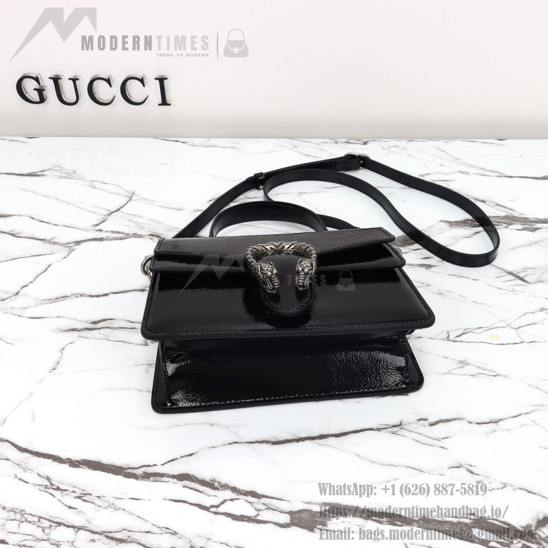 Gucci 799599 Patent Leather Shoulder Bag in Black and Off-White