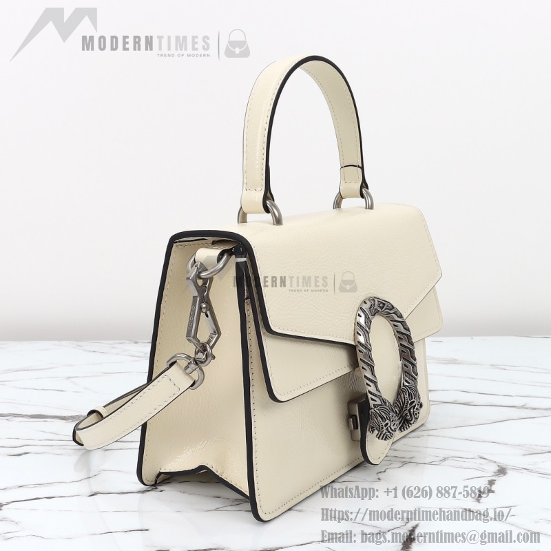 Gucci 799599 Patent Leather Shoulder Bag in Black and Off-White