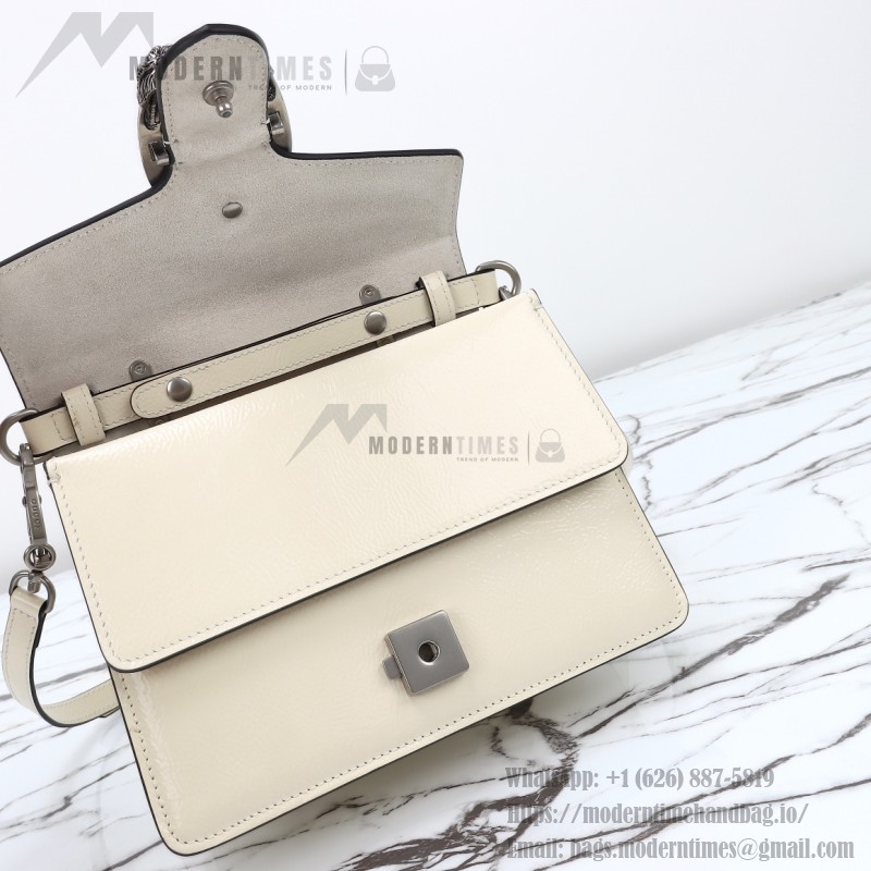 Gucci 799599 Patent Leather Shoulder Bag in Black and Off-White