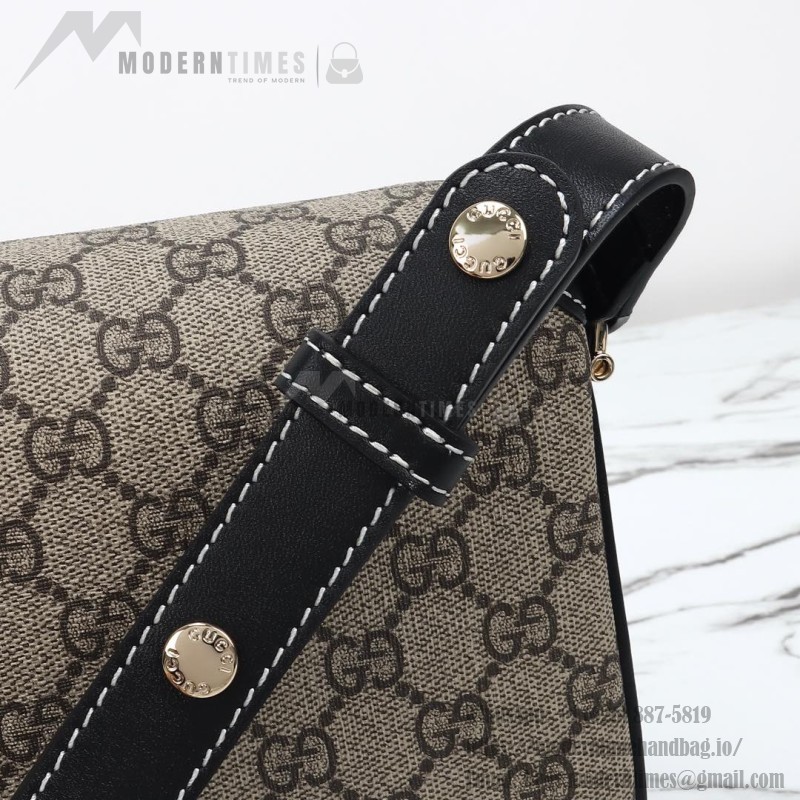 Gucci 815178 Brown & Black Leather Top Handle Bag