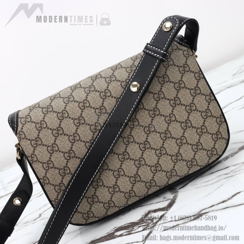 Gucci 815178 Brown & Black Leather Top Handle Bag