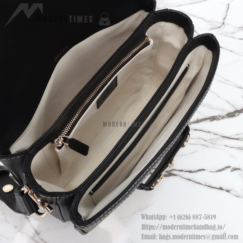 Gucci 815178 Brown & Black Leather Top Handle Bag