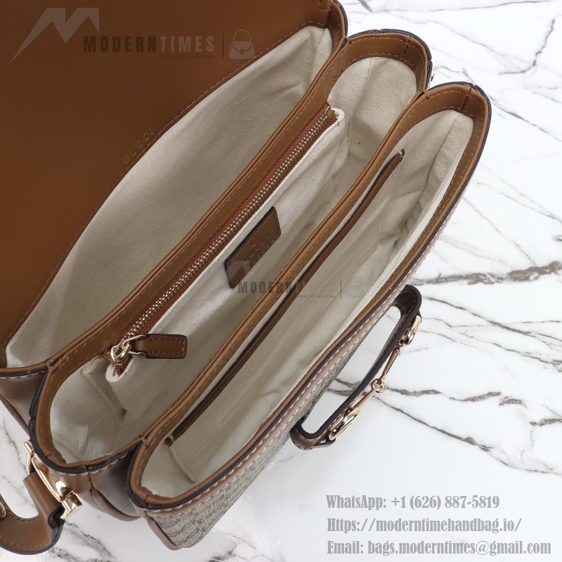 Gucci 815178 Brown & Black Leather Top Handle Bag
