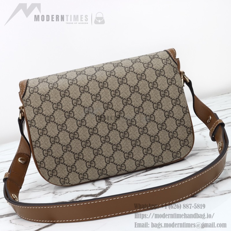 Gucci 815178 Brown & Black Leather Top Handle Bag