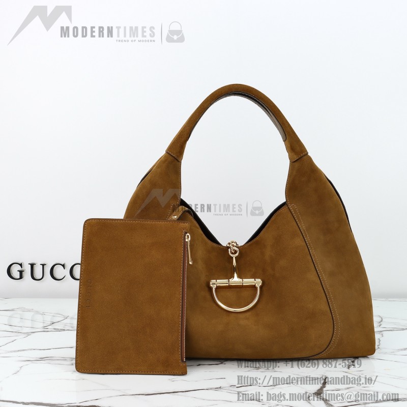 Gucci 837466 Brown Suede Leather Handbag