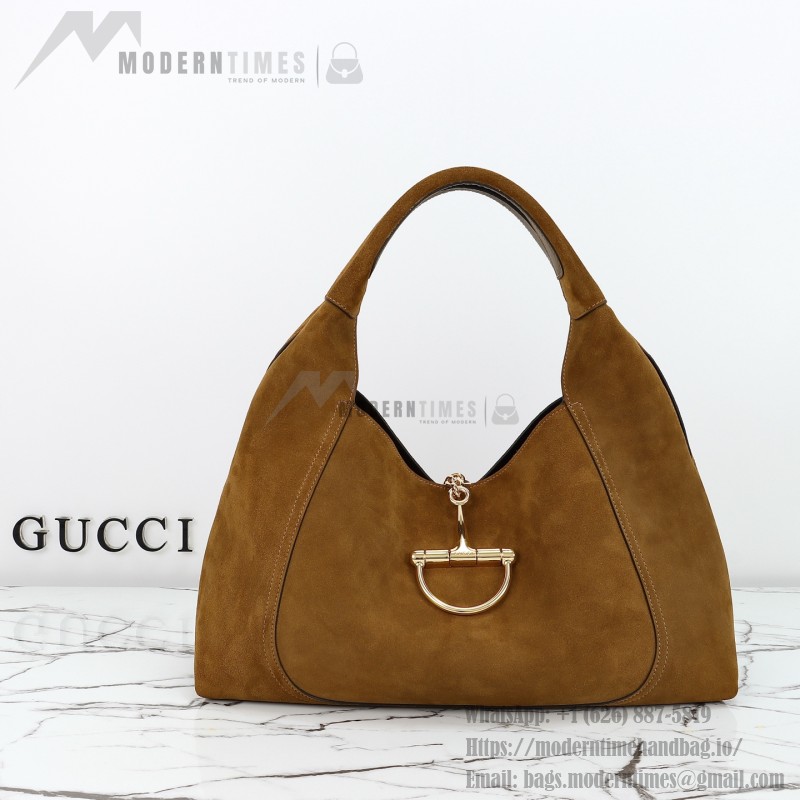 Gucci 837466 Brown Suede Leather Handbag