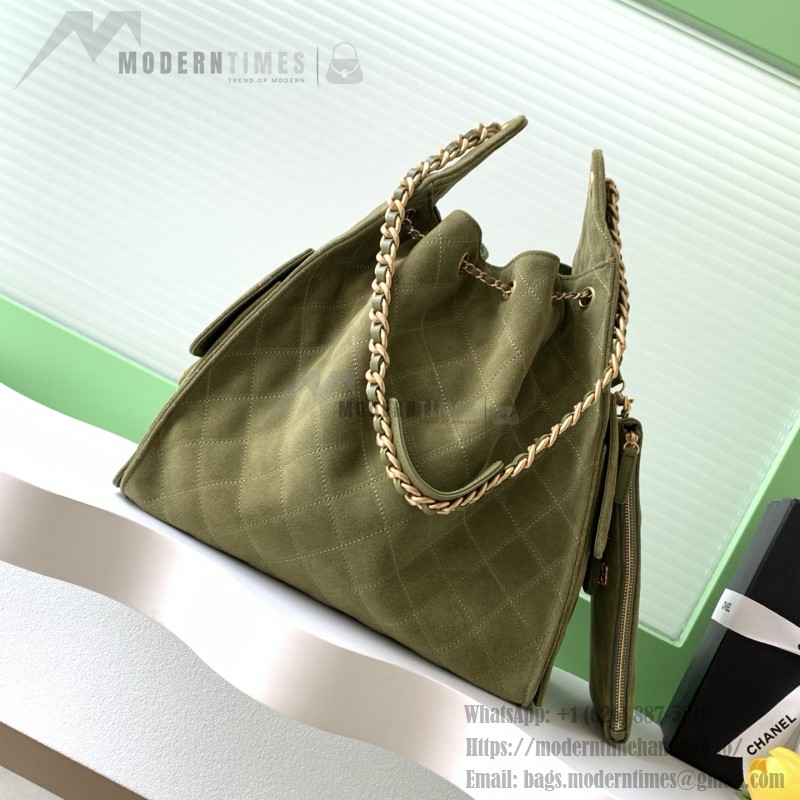 Chanel 25K Drawstring Bucket Bag AS5311 Brown Blue Green Suede