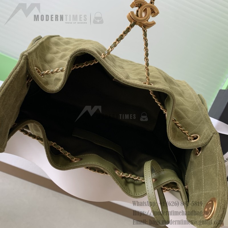 Chanel 25K Drawstring Bucket Bag AS5311 Brown Blue Green Suede