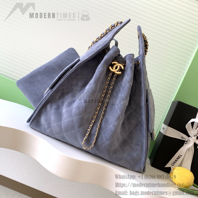 Chanel 25K Drawstring Bucket Bag AS5311 Brown Blue Green Suede