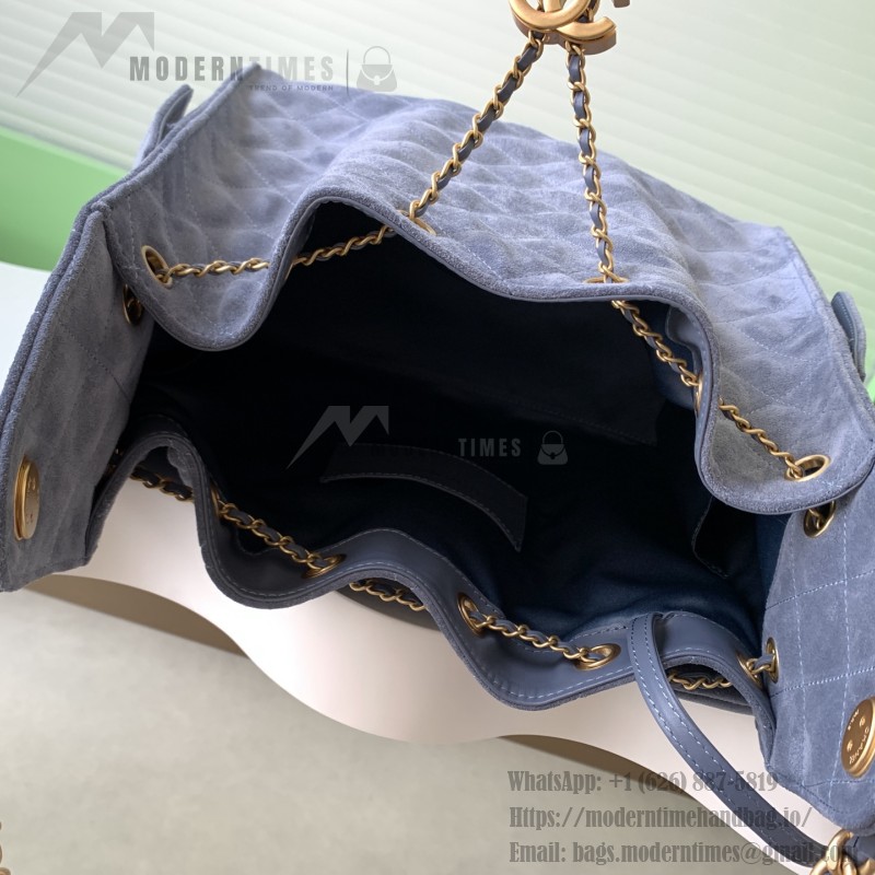 Chanel 25K Drawstring Bucket Bag AS5311 Brown Blue Green Suede